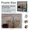 Jigsaw Puzzles 1000 Pieces for Adults Jewish Holiday Hanukkah with Menorah Judaism Religion Pictures Festival of Lights Celebration Traditional Family Activity Glow Decor 27.5x19.7 Inch view 3