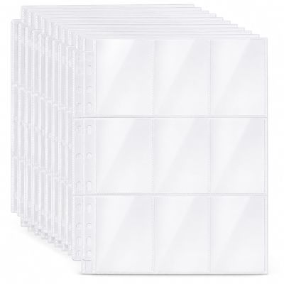 9 Pocket Page Protectors,Double-Sided Trading Card Sleeves for 11 Ring Binder,Acid-Free Baseball Cards Holder, Protective Pages Sheets for Collectible Games, Sports Cards(100PACK, Clear, Side-Loading)
