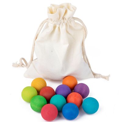 Joygoodta Wooden Balls, 12Pcs Educational Wooden Ball Toddler Montessori Toys, for 3 Year Old + Kids Preschool Matching Games