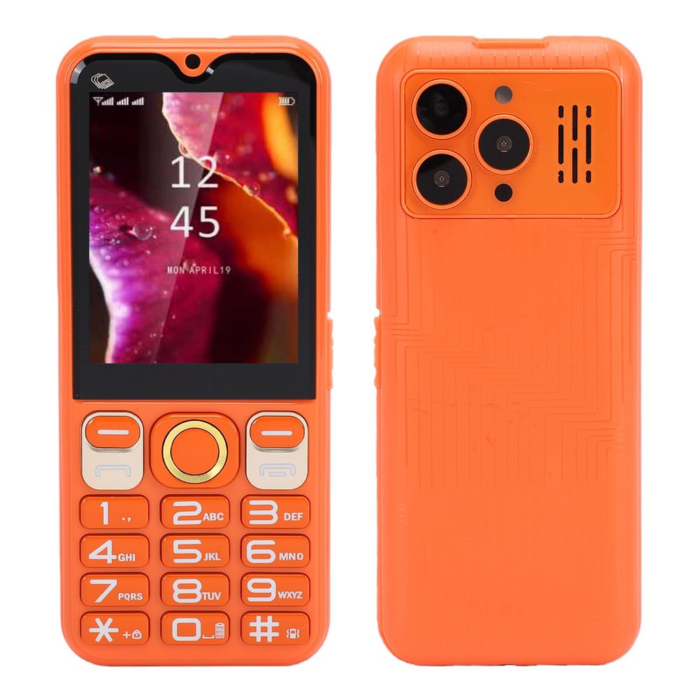YUEHISY Unlocked 2G Mobile Phone for Seniors, Large Tactile Buttons & 2.8 Inch Clear Screen, 3 SIM Card Slots Rugged Feature Phone (Orange)
