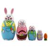 Joygoodta Russian Matryoshka Dolls, 5Pcs/Set Cute Wooden Rabbit Bunny Nesting Dolls Set, Easter Rabbit Carrot Toy view 1