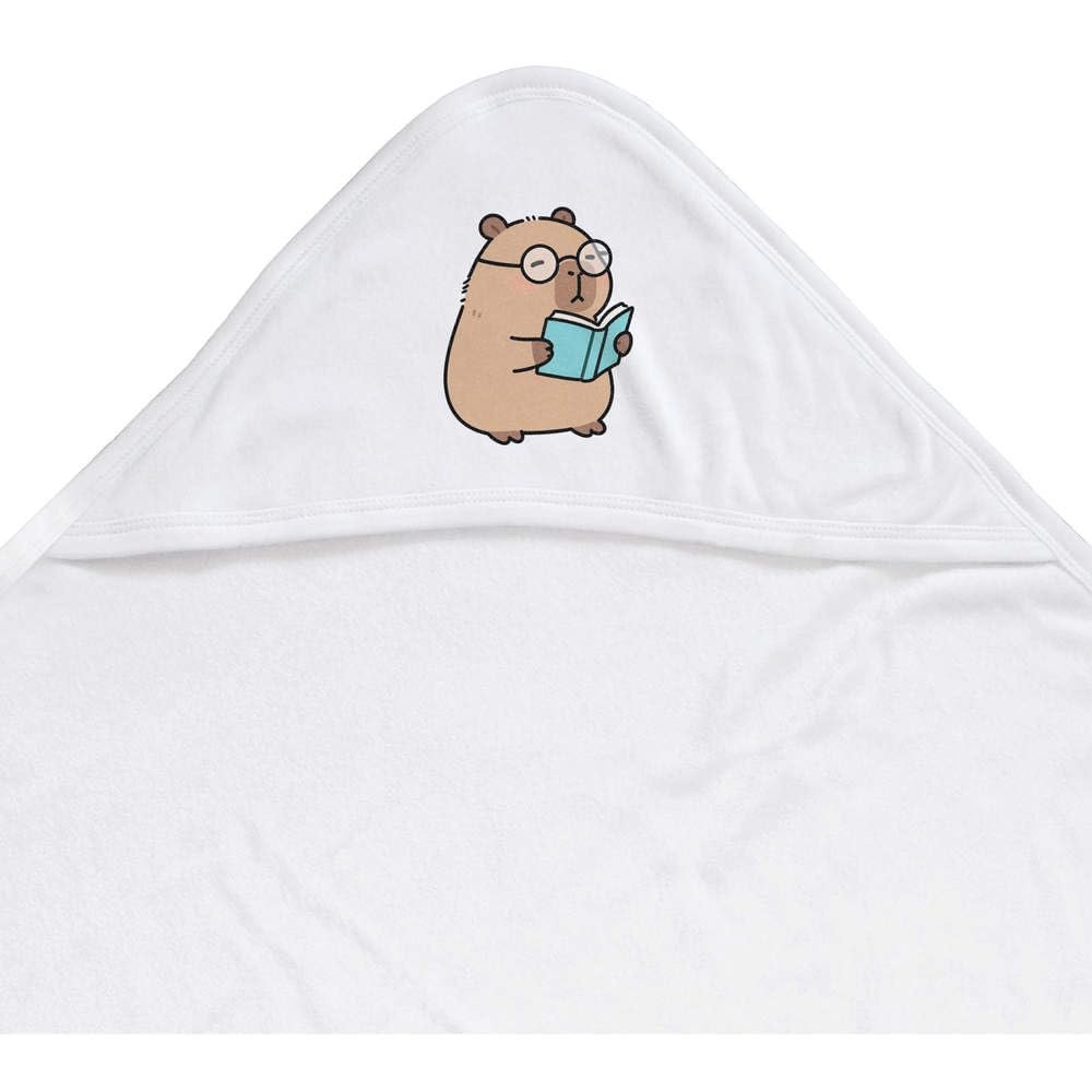 Azeeda 'Reading Capybara' Baby Hooded Towel (HT00043028)