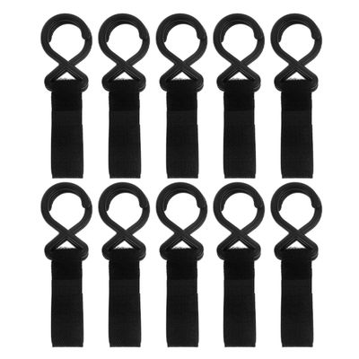 Abaodam 12pcs Universal Stroller Hooks for Diaper Bags and Shopping, Multi-Functional Nylon Hanging Clips for Strollers and Walkers, Black Organizer Accessories for Travel