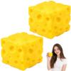 2 Pack Slow Rising Cheese Squishy Foam Cubes for Adults, Soft Rebound Desk Squeeze Accessory, Yellow Relaxation Foam Blocks for Office and Home Use view 1