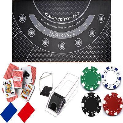 BBG Premium Casino Complete Blackjack Set - Includes Mat, Shoe, Chips & Accessories!