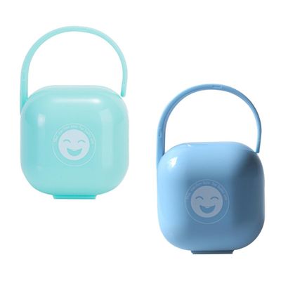 2pcs Storage Case Portable Dustproof Pacifier Holder Box with Handle Plastic Travel Pacifier Shield Container for Use Color Assorted Style