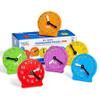 hand2mind Rainbow Geared Mini Learning Clock Set of 6, Analog Teaching Clocks for Kids, Movable Hands, Telling Time Math Manipulatives, Classroom School Homeschool Teaching Toy, Color Coded Gears view 1