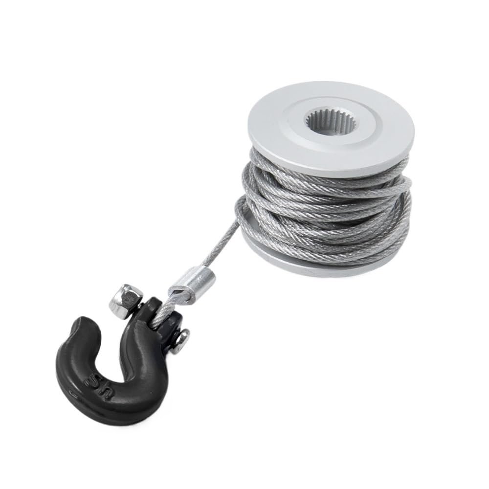 25T Steering Gear Servo Winch Wheel Drum Wires Trailer Hook for TRX-4 Axial SCX10 90046 D90 Tamiya 1/10 RC Car Parts(Yellow)