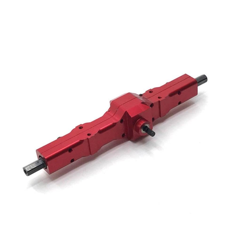 COMODO Rear Axle Assembly for 1/10 RC Crawler Aluminum Housing Steel Gears 126mm Compatible with Henglong Naughty Dragon Feiyu D12(Red)