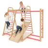 Festisoul 7-in-1 Upgraded Indoor Jungle Gym, Waldorf Style Wooden Kids Climbing Playset with Slide, Monkey Bars, Ladders & Climb Net view 1
