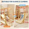 Festisoul 7-in-1 Upgraded Indoor Jungle Gym, Waldorf Style Wooden Kids Climbing Playset with Slide, Monkey Bars, Ladders & Climb Net view 3