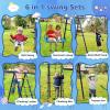 6 in 1 Swing Set for Backyard, Heavy Duty Metal Swing Sets for Kids with Climbing Ladder, Net, Trapeze Bar, Hammock & Belt Swing, Basketball Hoop Outdoor Playground Equipment view 3