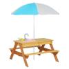 Haotian Kids Picnic Table with Umbrella, 3-in-1 Cedar Wood Water Table, Sand and Water Table for Toddlers with Removable Top, Outdoor Kids Table and Chairs for 4 Children DJ-OD001 view 1