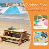 Haotian Kids Picnic Table with Umbrella, 3-in-1 Cedar Wood Water Table, Sand and Water Table for Toddlers with Removable Top, Outdoor Kids Table and Chairs for 4 Children DJ-OD001 view 3