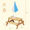 Haotian Kids Picnic Table with Umbrella, 3-in-1 Cedar Wood Water Table, Sand and Water Table for Toddlers with Removable Top, Outdoor Kids Table and Chairs for 4 Children DJ-OD001 view 4