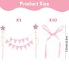 11 Pcs Pink Bow Ribbon Happy Birthday Cake Toppers, Bow Cake Topper with Wood Pole, Bows Ribbon Pennant Flags Cakes Bunting Topper for Birthday Bridal Party Decoration view 2
