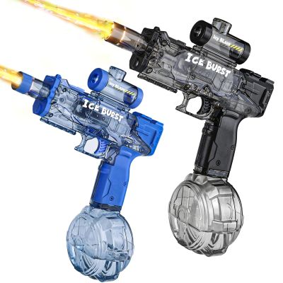 2Pack Electric Water Gun for Adults Kids, Automatic Squirt Gun Large Powerful Long Range Led Rechargeable USB, IPX6 360cc Backyard Games Summer Outdoor Pool Toys for Boys Girls 8+, Black and Blue
