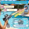 2Pack Electric Water Gun for Adults Kids, Automatic Squirt Gun Large Powerful Long Range Led Rechargeable USB, IPX6 360cc Backyard Games Summer Outdoor Pool Toys for Boys Girls 8+, Black and Blue view 3