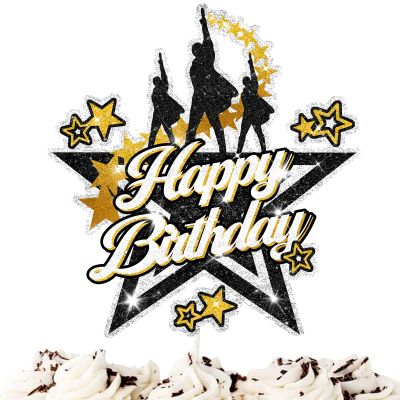 Broadway Musical Cake Topper, Theater Star Birthday Cake Decoration, Glitter Party Supplies for Musical Theme Celebrations, Kids and Adults