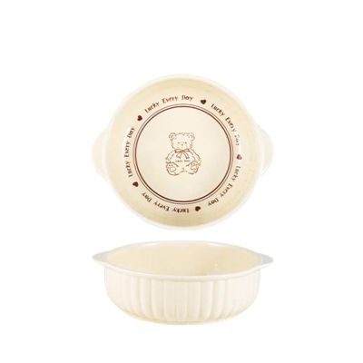 Cartoon bear household creative tableware simple personality ceramics -7.5 inch striped ear bowl