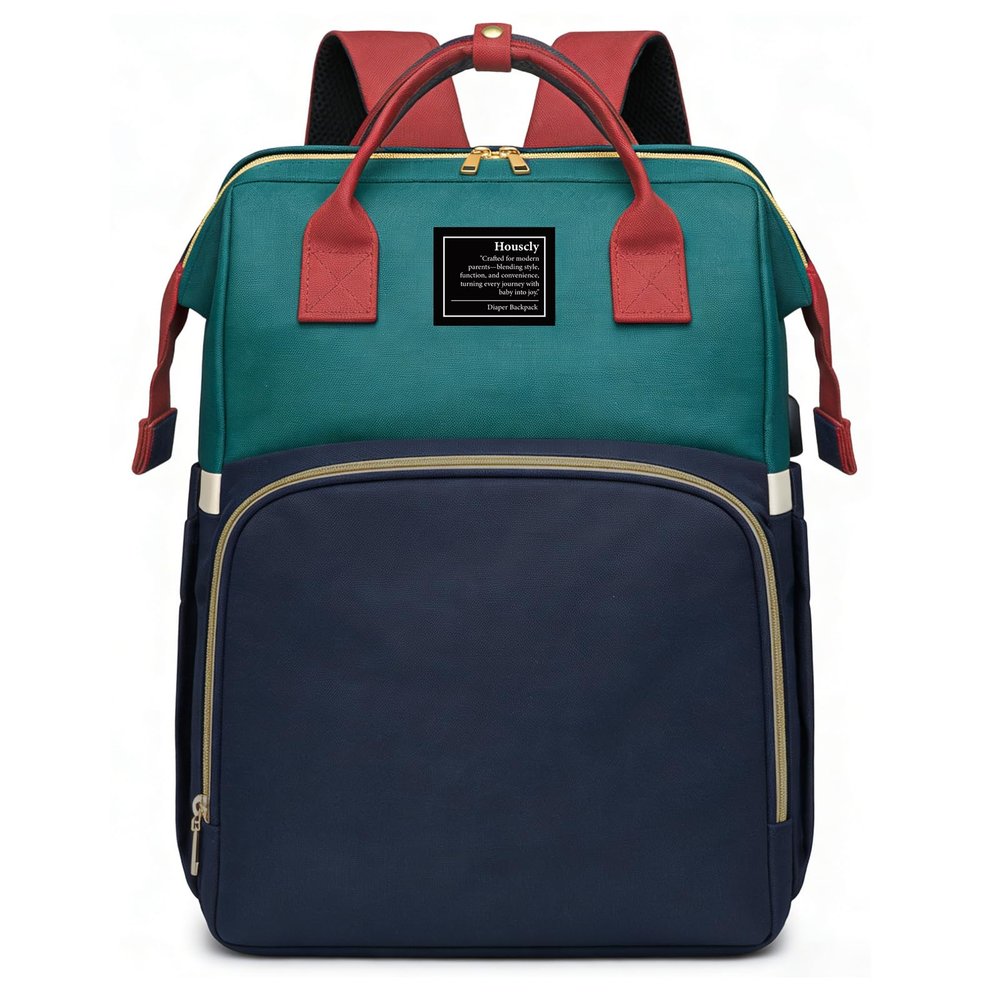 houscly Diaper Bag Backpack with Changing Station, 25L Large Capacity