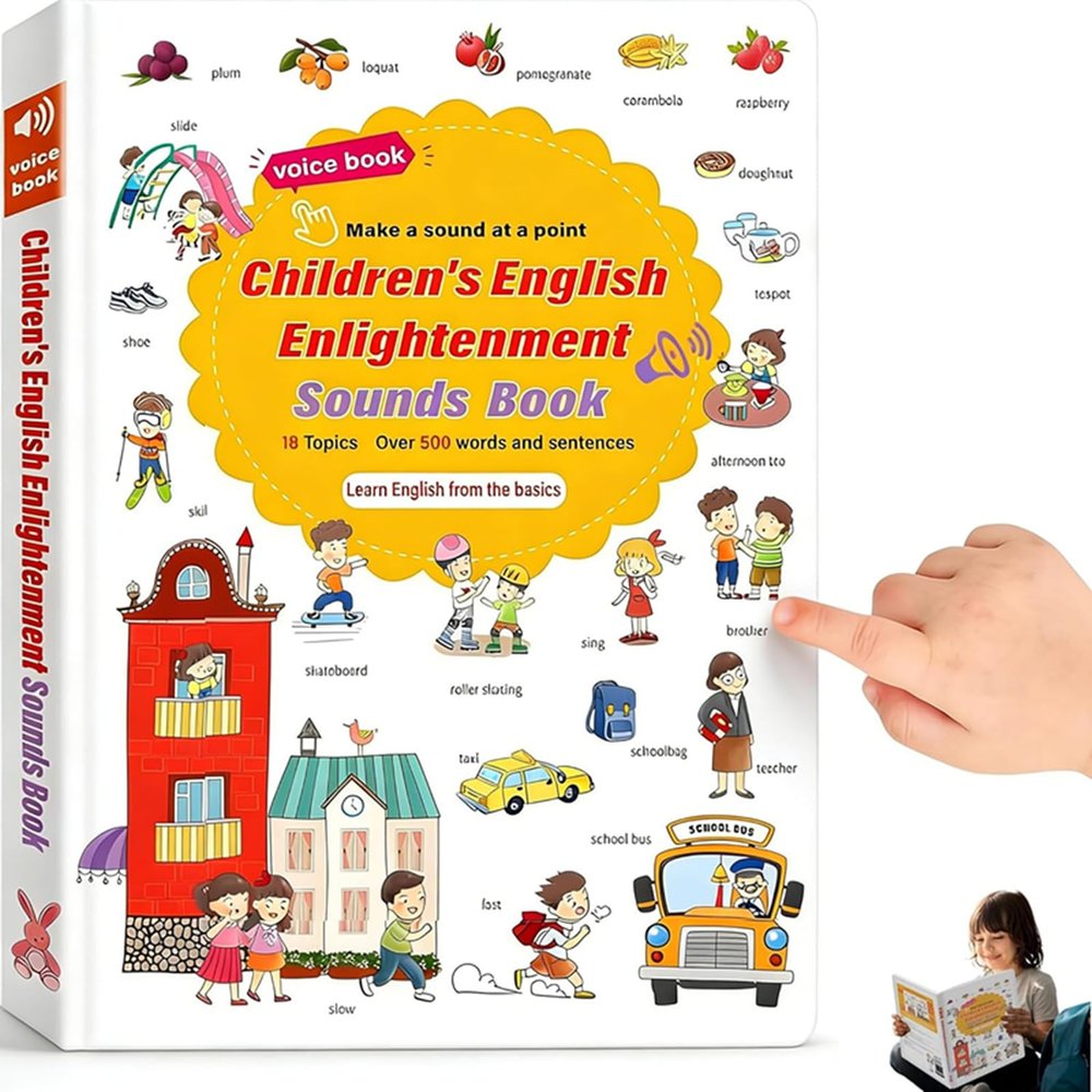 500-Word Audio Learning Book,2026 New English Words Sound Book for Kids,Tap to Learn 18 Daily Topics Vocabulary,500+ Words Talking Interactive Audio Books for Early Learning English