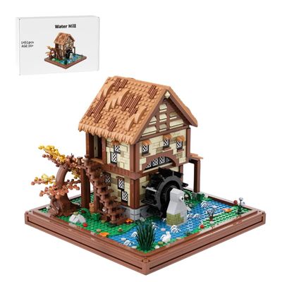 ConsoleXpress Medieval Water Mill Building Blocks Set, 1451PCS MOC Modular House Architecture Building-Bricks Model, Collectible Display Set for Adults and Teen, MOC-219018
