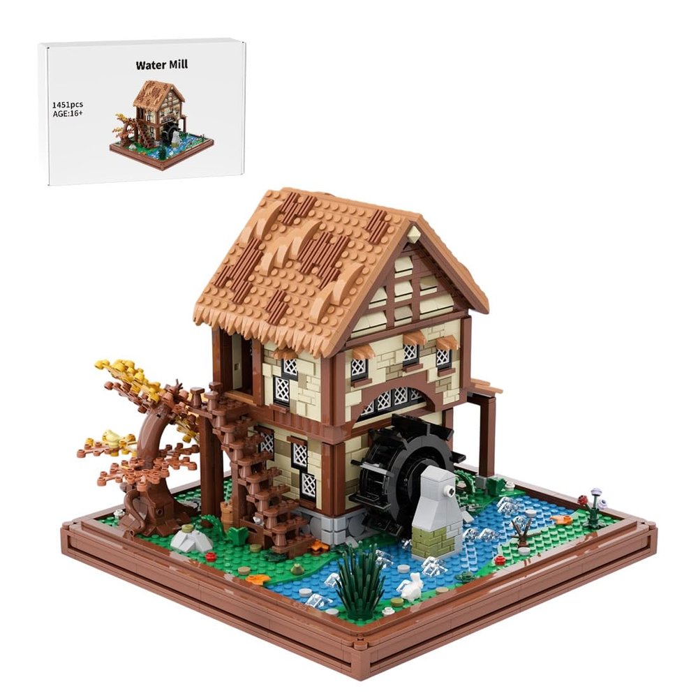 ConsoleXpress Medieval Water Mill Building Blocks Set, 1451PCS MOC Modular House Architecture Building-Bricks Model, Collectible Display Set for Adults and Teen, MOC-219018