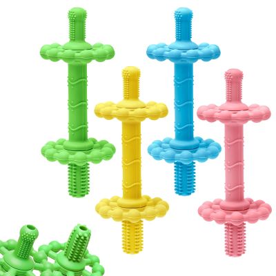 4 Pack Teething Toys for Babies 0-3 3-6 Months Anti-Choking Design,Teething Relief for Infant Straws Sticks 6-24 Months, Baby Toddlers Silicone teether Tubes