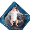 Blue Cat Sticking Out Tongue Newborn Swaddle Blanket with Beanie Hat Set,Soft Stretchy Baby Blanket Swaddle Sack Receiving Blanket Swaddle Sack Wraps Shower Gifts for Infant Boys Girls view 2
