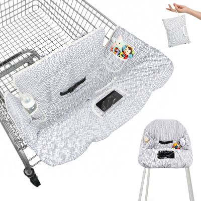 2-in-1 Baby Shopping Cart Cover, Soft Cotton Padded High Chair Liner with Safety Straps