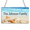 Custom Beach Family Name Door Sign, Personalized Wooden Hanging Door Plaque for Home, Coastal Ocean Seashell Wall Hanger Decor, Last Name Housewarming Gifts for New House Beach Lake House view 1