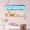 Custom Beach Family Name Door Sign, Personalized Wooden Hanging Door Plaque for Home, Coastal Ocean Seashell Wall Hanger Decor, Last Name Housewarming Gifts for New House Beach Lake House view 4