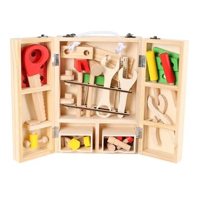 lstyty Montessori Wooden Repairing Portable Toolboxes Simulation of Disassembling and Assembling Wooden Boxes Screw and Nut
