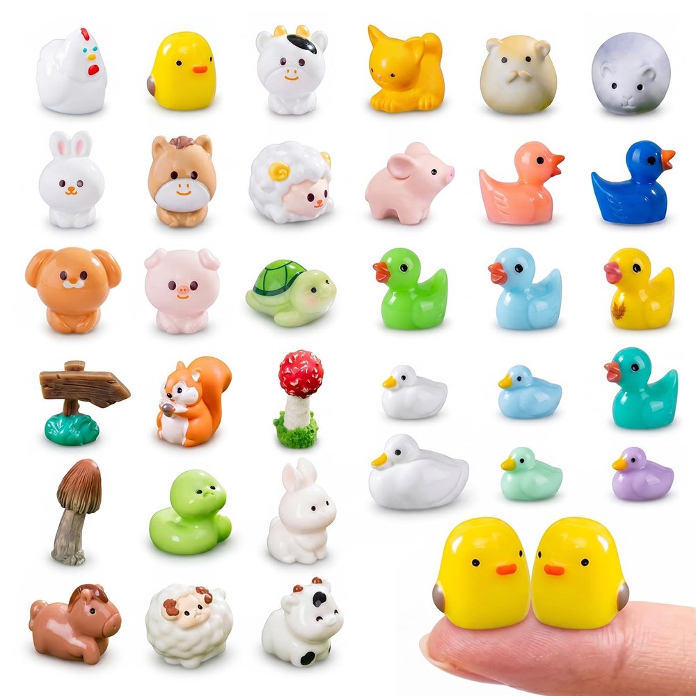 40 Mini Farm Animal Figurines, Resin Animals for Crafts & Fairy Garden