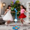 Kids Singing Machine Toys with Stand,Kid Microphone with Flashing Stage Lights Adjustable Stand,Rechargeable Microphones Speaker Gift for Age 3+ Years Old,Girls Boys Birthday Party Toy (Blue) view 3