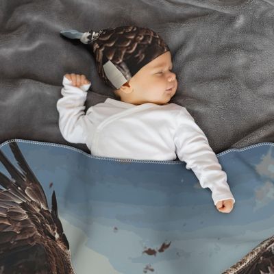 Flying Eagle Newborn Swaddle Blanket with Beanie Hat Set,Soft Stretchy Baby Blanket Swaddle Sack Receiving Blanket Swaddle Sack Wraps Shower Gifts for Infant Boys Girls
