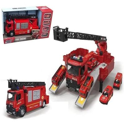 Auto fire brigade with folding semi-trailer