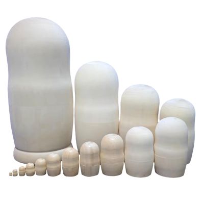 Kangnice 15pcs Unpainted Blanks Wooden Russian Nesting Dolls Painting Set Personalize Your Own Russian Nesting Dolls