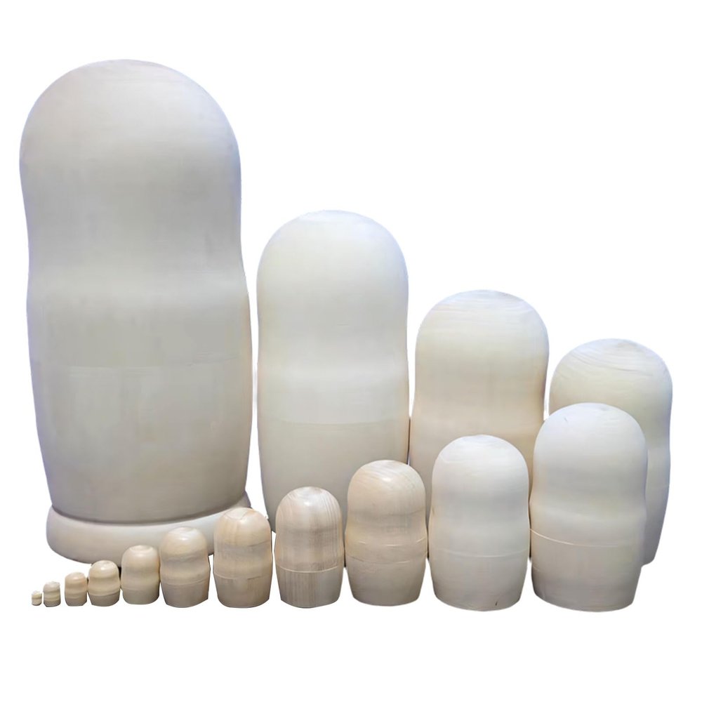 Kangnice 15pcs Unpainted Blanks Wooden Russian Nesting Dolls Painting Set Personalize Your Own Russian Nesting Dolls
