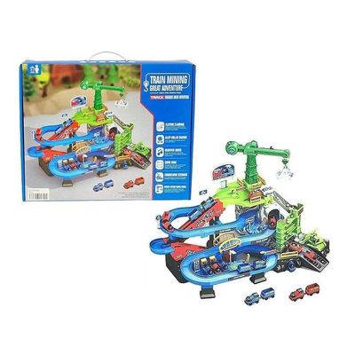 Carbon loading base crane, track, locomotives