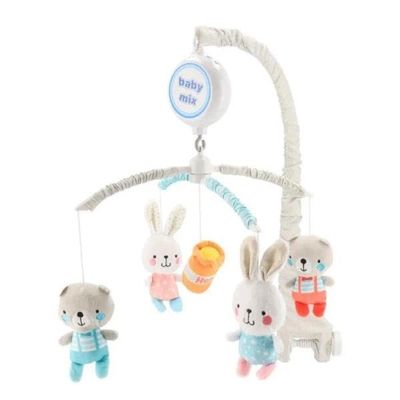 Carousel over cot Bears and bunnies melody