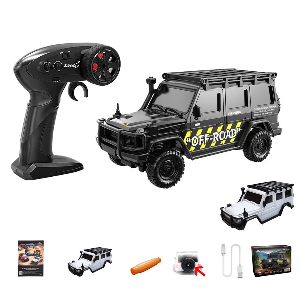 FILONA 1/43 RC Crawler Model, Full-Proportional Remote Contral Crawler with APP Control and Dual Body Shell, Ideal RC Vehicle Model for Hobbyists (Black)