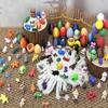 124Pcs 3D Printed Mini Animal Figurines & Easter Eggs Set,Flexible Articulated Fidget Toys,Easter Basket Stuffers, Party Favors, Carnival Prizes, Gifts for Kids Students view 4