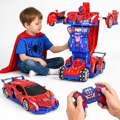 1:10 Big Size Transform RC Car, 2.4GHz Gesture Sensing Remote Control Car, One Button Deformation to Robot with LED Lights & Drift, Transforming Toy Cars Birthday Gift for Kids Age 3-10 Years Old Boys