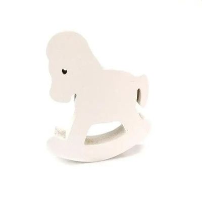 Wooden decoration white rocking horse