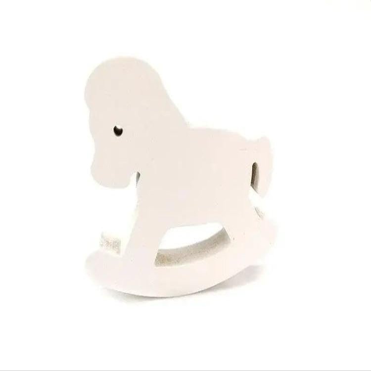 Wooden decoration white rocking horse