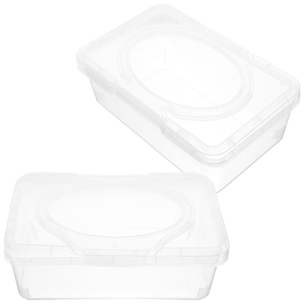 GETAJGHSD Wipes Box with Lid, 2pcs Pp Storage Container for Travel and Home, Refillable Wipes Dispenser Case Suitable for Stroller and Nursery Use