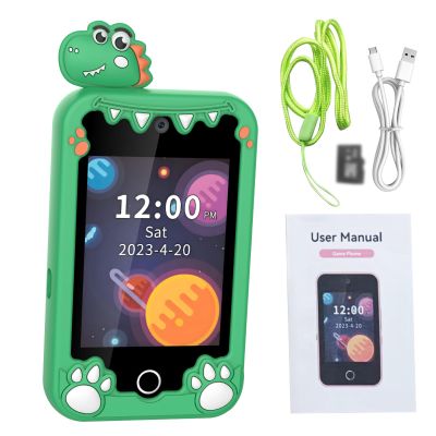 ToysCentral Basics Kids Phone for Girl Toys, Toddler Smart Phone, Detective Educational Learning Toy with 2.8" Touchscreen, Music Video Camera, Ideal for Age 3-10 Year Old (Green Dinosaur)