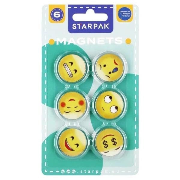 Colorful Emoji Magnet 33mm 6 Pieces